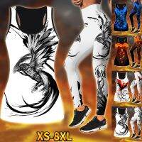 [ใหม่] ผู้หญิงแฟชั่น Combo Phoenix Tattoo Art 3D พิมพ์ Tank Top Leggings กางเกงโยคะแน่นชุดให้ Slim ชุดโยคะ XS-8XL