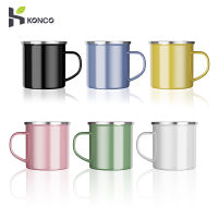 Konco ถ้วยเคลือบสไตล์วินเทจ350มล. ถ้วยนมถ้วยแก้วกาแฟถ้วยเครื่องดื่มแก้วน้ำดื่มภาชนะสำหรับดื่มกระบอกใส่ชาแก้วเคลือบสั่งทำพิเศษแก้วน้ำย้อนยุคสำหรับร้านกาแฟและร้านอาหาร1ชิ้น