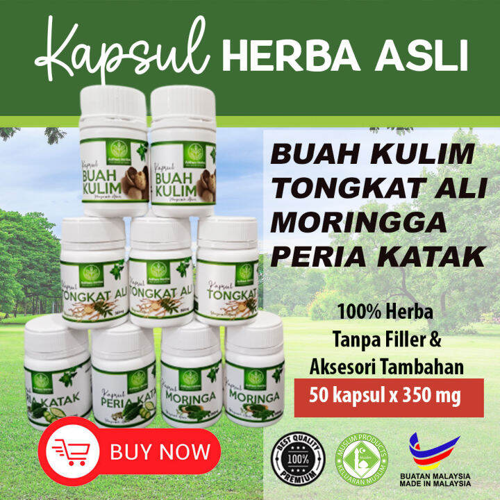 KAPSUL HERBA Buah Kulim, Tongkat Ali, Moringa, Peria Katak 50 capsule