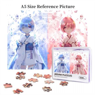 Re Life In A Different World From Zero Rem, Ram And Blue Hair Wooden Jigsaw Puzzle 500 Pieces Educational Toy Painting Art Decor Decompression toys 500pcs