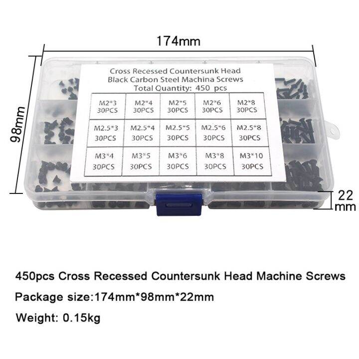 m2-m2-5-m3-carbon-steel-computer-notebook-laptop-screws-kit-countersunk-flat-head-phillips-mini-screw-set-450pcs-nails-screws-fasteners