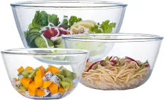 NUTRIUPS Glass Bowl Glass Mixing Bowls Set Glass Salad Bowls Glass Cereal  Bowls Glass Serving Bowls Microwave Safe Clear Glass Bowls for Mixing