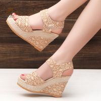 Wedges Sandals 2023 Summer New Fashion Mesh Peep Toe Platform High Heel Women Sandals Sexy Party Dress Sandalias