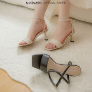 Sandal Nữ Cao Gót MOCHARDO MC.15 Mũi Vuông Phối Quai Ngang, Dây Cài Mảnh