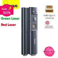 ถูกจริง/ส่งไวBaseus รีโมทพรีเซนไร้สาย แดง-เขียว Type-C + USB Wireless Remote Control Presentation Laser Pointer PPT #รีโมท  #รีโมททีวี   #รีโมทแอร์ #รีโมด