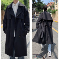 สไตล์เกาหลีฤดูใบไม้ผลิ T Rench Coat ชาย Streetwear เสื้อกันลม Trenchcoat ผู้ชายแข็งธุรกิจสบายๆหลวมยาวเสื้อคลุม