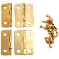 ♦₪ 20pcs/4pcs Gold Hinges screws Iron Decorative Hinges 24x18mm 4 holes Vintage Wooden Jewelry Box Wine case Furniture Accessories