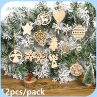 JHA9202888 12Pcs Year Wood Crafts Drop Pendant Christmas Tree Decoration Wooden Ornaments Snowflake/Star/Angel Xmas Hanging