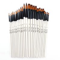 [Kiki tool store] 12pcs Artist Paint Brush Set High Quality Nylon Hair Wood Black Handle Watercolor Oil Brush Painting Art Supplies