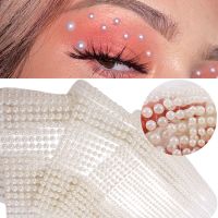 White Pearl Eyes Face Temporary Tattoo Gems Dots Beauty DIY Body Art Accessories Festival Decorations 3D Nail Rhinestones Stickers