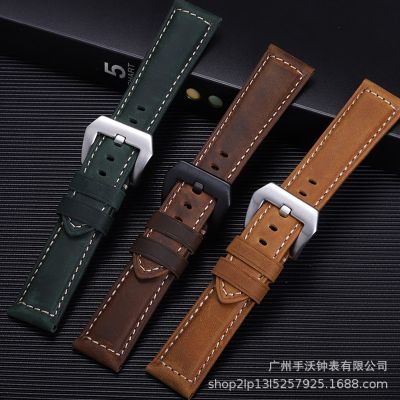 【Hot Sale】 Suitable for Nahai anerai strap genuine leather male PAM111 441 crazy horse skin fat sea 22mm