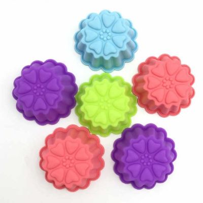 GL-แม่พิมพ์ ซิลิโคน ลายดอกไม้2 สำหรับทำ ขนม เทียน วุ้น (คละสี) flower silicone mold