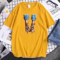 Leopard High Heel Cool Print T Shirt For Mens Crewneck Vintage MenS T-Shirt Loose Breathable Tops Summer Oversized Clothes S-4XL-5XL-6XL