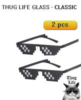 YOYOCAM แว่น THUG LIFE 2ชิ้น  เด็กเกรียน แว่นตา แว่นกันแดด แว่นเก๋า Sunglasses Hottest Purest fun 2 pcs - Black