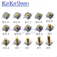 50PCS SMD Tactile Tact Push Button Micro Switch 4*4*1.5MM~9MM 4X4X1.5MM~9MM 5.2mm x 5.2mm  Momentary Push Button Copper Head