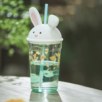 Starbuck ถ้วย480Ml ใบไม้ร่วงน่ารักกระต่ายแก้ว Grunt Straw Cup ฤดูใบไม้ร่วงน่ารักถ้วยน้ำหญิงแก้วตั้งโต๊ะ