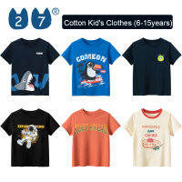 27Kids Store เสื้อยืดแขนสั้นสำหรับเด็กวัยรุ่นอายุ6-15ปีเด็กผู้หญิงเสื้อเด็กผู้หญิงเด็กผู้ชาย (6Y-15Y) 130ซม.-170ซม. 2023ฤดูร้อนใหม่