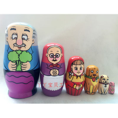 Pack of 6 Pcs Cute Wooden Animals Hand Painted Russian Nesting Dolls Babushka Matryoshka Dolls Toys Gifts Home Decoration
