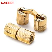 4PCS NAIERDI Copper Brass Furniture Hinges 8-18mm Cylindrical Hidden Cabinet Concealed Invisible Door Box Hinges For Hardware Door Hardware Locks