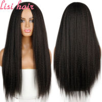 LISI HAIR Synthetic Wigs Yaki Straight Hair Wig For Women Yaki Straight Afro Hair Wig Heat Resistant Fiber African Wig