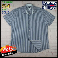 Tommy Hilfiger®แท้ อก 54 เสื้อเชิ้ตผู้ชาย ทอมมี่ ฮิลฟิกเกอร์ สีกรม เสื้อแขนยาว เนื้อผ้าดี ใส่เที่ยวใส่ทำงาน