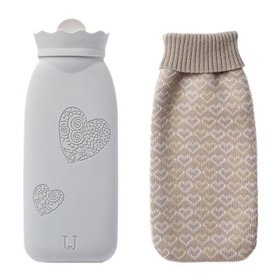 Jordan&amp;Judy Silicone Hot Water Bottle 525Ml Portable Winter Warm Water Bottle with Knitted Cover