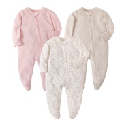 Newborn Baby Cotton Rompers Boys Girls Full Sleeve Pajamas Infant Zip