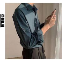 Ready❤ Men Long Sleeve Shirt Shirt Mens Ice Silk Draping Soft Loose Casual Inch Shirt Business Suit No Iron Long Sleeve Suit Shirt