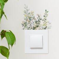 Green Plant Leaves Wall Decals Removable Light Switch Sticker for Bedroom Living Room Home Decration Wall Stickers Decals