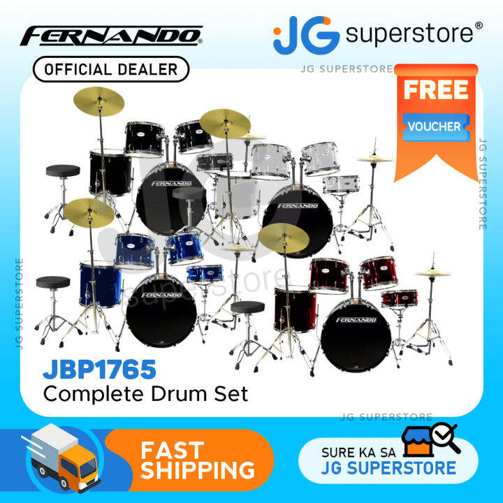 Fernando 5Piece Complete Drum Kit with Cymbals Stands and Accessories