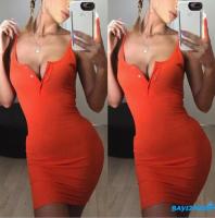 BAY-Women y Short Mini Bodycon Club Dress Party Bodycon Silm Sleeveless Summer Dress