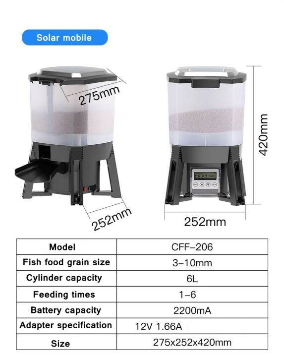 grech-cff-206-เครื่องให้อาหารปลา-มีแผงโซล่าเซลล์-ขนาด-6-ลิตร-เครื่องให้อาหารอัตโนมัติ-solar-automatic-feeder