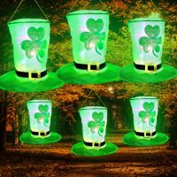 2Pcs Saint Patricks Day Glowing Hat Led Shamrock Irish Cap Props Supplies Accessory For Home Festival Party Costume Cosplay