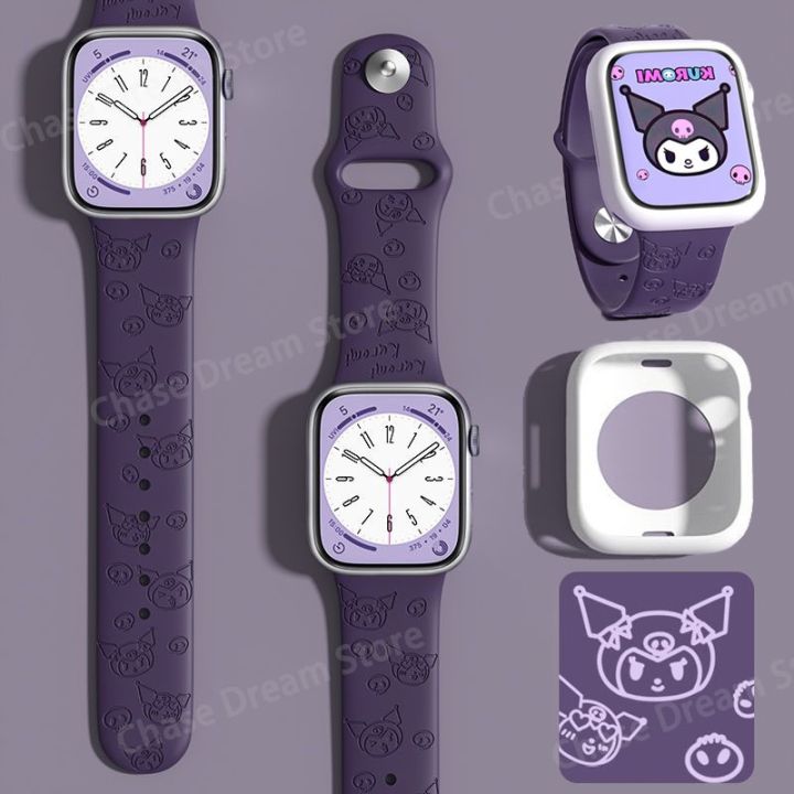 sanrio-kuromi-engraved-silicone-strap-for-apple-watch-band-49mm-44mm-40mm-45mm-41mm-42mm-bracelet-iwatch-series-se-4-7-8-ultra