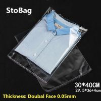 【YF】✹₪❈  StoBag 100pcs 30x40cm Transparent Adhesive Plastic OPP Resealable Poly Cellophane Clothing Packing