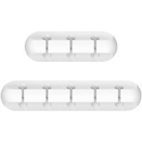 White Cable Clips Cable Management Clips Cord Organizer Cable Management, 2 Packs Cord Holder for Desk Home and Office (5, 3 Slots)