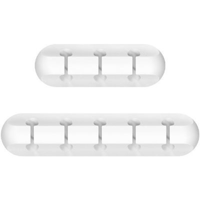 White Cable Clips Cord Organizer Cable Management, 2 Packs Cord Holder for Desk Home and Office (5, 3 Slots)