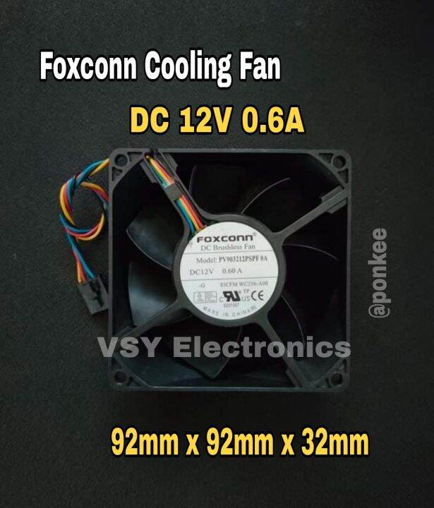 Original Foxconn Cooling Fan DC 12V 0.6A 92mm x 92mm x32mm Blower ...