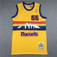 Retro NBA Mitchell &amp; Ness Denver Nuggets #55 Dikembe Mutombo Yellow Basketball Jersey