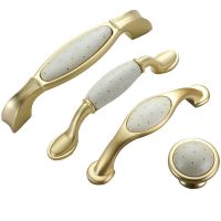 Creamic Gold and White Cabinet Handles Knobs Zinc Alloy Drawer Pulls Kitchen Door Handles Furniture Handle Door Hardware