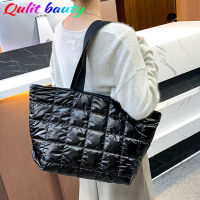 New Winter Womens Handbags Luxury Designer Female Padded Bag High Quality Down Fabric Ladies Shoulder Bag Large Capacity Tote