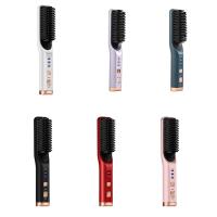 1Set Straight Hair Comb Hair Straightener Curling Straight Hair Brush Portable USB Charge 2 In1 Multifunctional Green