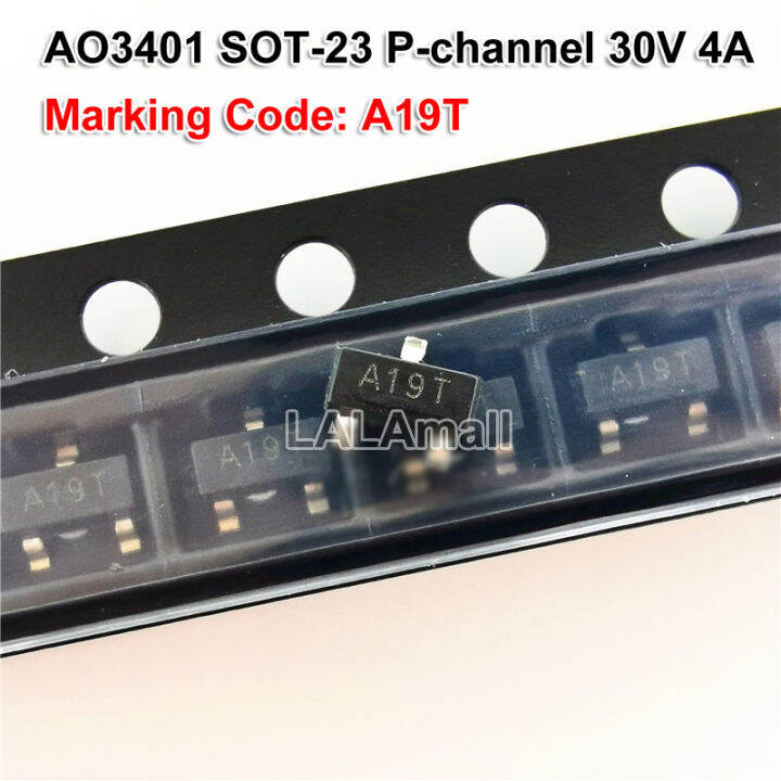 10pcs AO3401 SOT23 AO3401A SOT23 SMD Pchannel 30V 4A MOSFET