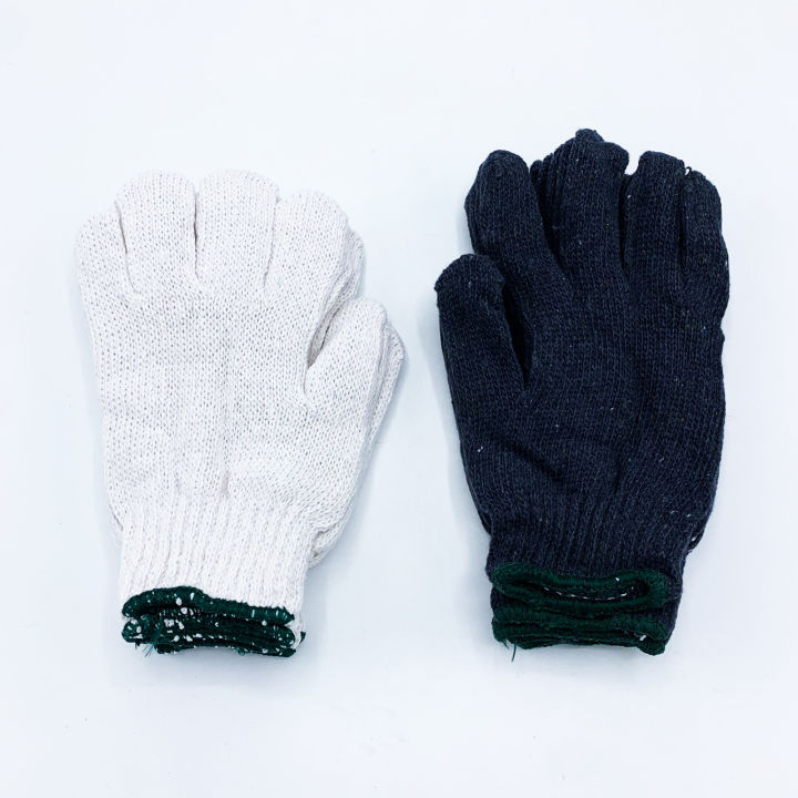 ถุงมือทอผ้าฝ้าย-1ห่อบรรจุ3คู่-ถุงมือทอ-ถุงมือผ้า-ถุงมือผ้าดิบ-ขอบเหลือง-ขอบเขียว-สีขาวขอบเขียว