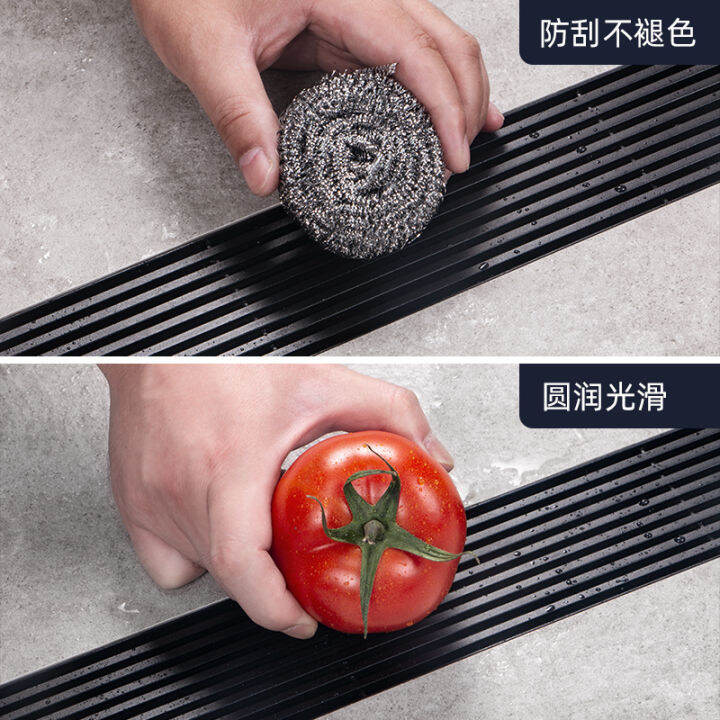 Black 304 stainless steel strip bathroom long floor drain side border smelly shower tank plus