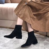 COD dsdgfhgfsdsss St-uartWeitzman Womens suede Thick heel short boots casual shoes soft low heels 0466