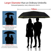 120CM Fully-Automatic Umbrella Rain Women Double Big 3Folding Wind Resistant Large Umbrella Men High Quality Business Car Umbrel