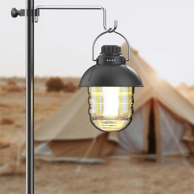 【LZ】❁◄✣  Alça de metal ao ar livre lanterna retro acampamento recarregável portátil tenda luz stepless escurecimento pesca viagem equipamentos iluminação