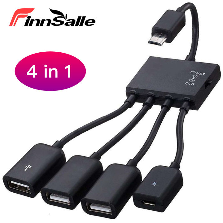 Finnsalle 4 In 1 Micro Usb Hub Adaptor With Power Powered,Charging Charge  Otg Host Cable Cord Adapter Connector For Android Smart Phone Tablet  Samsung Galaxy S3 S4 S5 Note 2 3 4