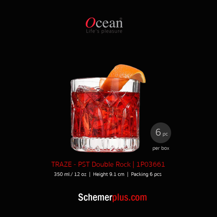 แก้ววิสกี้ TRAZE Double Rock 350 ml. Packing 6 pcs. Lazada.co.th